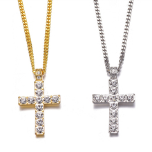 1 шт., женское ожерелье с подвеской в виде крестика из золотого и серебряного сплава в стиле хип-хоп, стразы со льдом 2024 - купить недорого