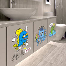 Милый съемный подводный животный стикер на стену ПВХ Туалет дверь холодильник компьютер Ванная комната декор плакат на стену Наклейка украшение 2024 - купить недорого