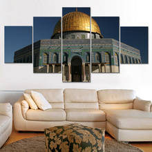 Cartaz de parede hd, quadro de 5 peças, conjunto de tela impressa de arte islâmica, pintura modular para decoração de casa, quarto de criança 2024 - compre barato