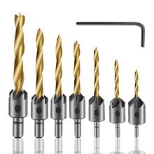 7PCS Countersink Drill Bit, Titanium Plating Drill Bit Set Wood Drill Set Woodworking Chamfer, with Hex Wrench for Wood Drilli 2024 - buy cheap