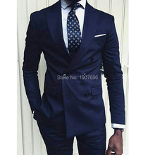 Double Breasted Slim Fit Formal Men Suits for Groommen Tuxedos Peaked Lapel Two Piece Jacket Pants Male Suit 2024 - buy cheap