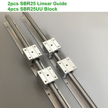 SBR25 линейная направляющая: 2 шт. SBR25 - 600 700 800 мм линейная направляющая + 4 шт. SBR25UU блок для деталей с ЧПУ 2024 - купить недорого