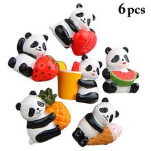 6 Cute Pet Panda fruta versión dibujos animados creativo tridimensional magnético hebilla nevera pegatinas magnéticas 2024 - compra barato
