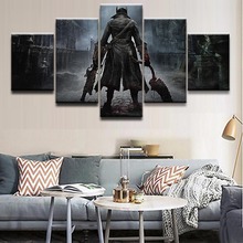 Póster HD impreso en lienzo, marco de pintura grande, decoración del hogar, 5 piezas, juego Bloodborne Warrior, imágenes artísticas de pared para sala de estar 2024 - compra barato