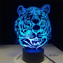 Childlike New Tiger Head Cartoon 3D LED RGB Night Light 7 Color Change USB Desk Lamp Kids Christmas Gift Home Decor AW-2824 2024 - buy cheap