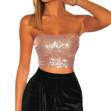 New Fashion Women's Wild Off The Shoulder Crop Tops Sequins Strapless Bra Tank Vests Blouse Clothing Sexy Short Clothes 2024 - buy cheap