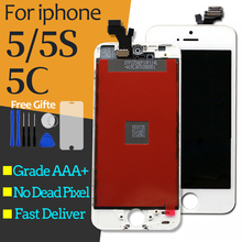 Substituição de qualidade aaa lcd, para iphone 5, iphone 5c, lcd com 5S + tela touch + digitalizador de exibição, montagem preto e branco 2024 - compre barato