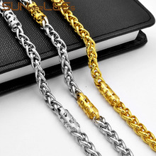 SUNNERLEES Jewelry 316L Stainless Steel Necklace 6mm Geometric Wheat Link Chain Silver Color Gold Plated Men Women Gift SC158 N 2024 - buy cheap