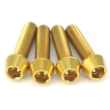 Parafuso de cabeça de titânio cone, 4 unidades m6x25mm dourado gr5 para hub bikejulgamento 2024 - compre barato