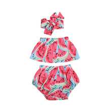 3pcs Cute Newborn Kids Baby Girls  Set Summer Romper Off Shoulder Outfits Clothes Toddler Girl Clothes 0-24M Cotton Fashion 2024 - buy cheap