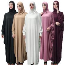 Для женщин мусульманский накладные джилбаба платье хиджаб Абая молитва Farasha исламский халат Макси платье рукав «летучая мышь» свободные Повседневное арабский халат Рамадан 2024 - купить недорого