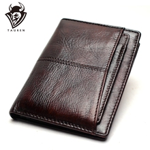 Cartera de promoción Vintage de cuero genuino para hombre, billetera corta ultrafina RFID para tarjetas de crédito 2024 - compra barato