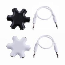 Divisor de áudio de fone de ouvido 3.5mm, 1 macho para 5 fêmea, adaptador de cabo, conversor, conector, alta qualidade, divisor de áudio 2024 - compre barato