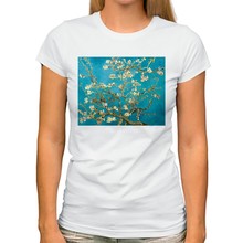 Vincent van Gogh de árbol en flor artista t camisa de blanco nuevo pantalón corto casual manga mujer kawaii camiseta 2024 - compra barato