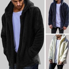 Mens Warm Winter Teddy Bear Pocket Hooded Fluffy Coat Fleece Fur Jackets Outerwear Hoodies 2024 - buy cheap
