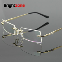 Очки без оправы Brightzone 2018, Модные Винтажные компьютерные очки без оправы с прозрачными линзами, поддельные оптические очки по рецепту 2024 - купить недорого