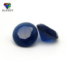 Gemas sintéticas para joyería, piedra azul de vidrio esmerilado, 2,25 ~ 5,0mm, corte redondo, fondo sin pulir, Color azul 2024 - compra barato