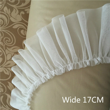 New Arrivals 17CM Wide Tulle Pleated Lace Trim Ribbon Applique Guipure DIY Sewing Curtain Garment Dress Fringe Hem Decoration 2024 - buy cheap