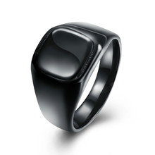 Black Men Ring Square Big Width Signet Rings Titanium Steel Man Finger Silver Black  Men Ring Fashion Jewelry Men Accessories 2024 - buy cheap