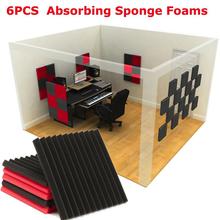 6pcs Red Black Soundproofing Foam Sound Absorbing Noise Sponge Foaming For KTV Acoustic Panels Studio Foam Wedges 30x30x2.5cm 2024 - buy cheap