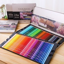 Lápis de madeira coloridos 24/36/48/72 cores, lápis de cor óleo para pintura artística, para desenho escolar, material de arte 2024 - compre barato