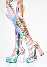 Sexy Women Coloured Intrigued PVC Transparent Over Knee Boots Pointed Toe Platform Lucency Thigh High Boot Ladies Botas Zapatos 2024 - buy cheap