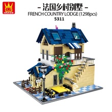 1298pcs Wange Blocks French Country Lodge Home Model Architecture Building Blocks creative Educational Toys for Kids Gifts 5311 2024 - buy cheap