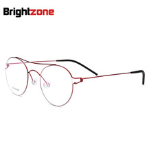 Óculos de titânio tamanho bigoptria, óculos estilo redondo armação óculos de grau feminino braçadeira pode fazer com dioptria 2019 2024 - compre barato