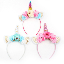 2019 Cute Unicorn Horn Kids Flower Hairband Headband Party Fancy Costume Magical Princess Party Birthday Gifts Lovely New Hot 2024 - buy cheap