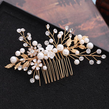 New products Korean style golden leaves shells pearls flowers hair combs bridal accessories wholesale 2024 - buy cheap