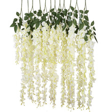 Decoração Do Casamento de Suspensão Da Flor de Seda Artificial Silk Wisteria Vine Ratta, 6 Peças 2024 - compre barato