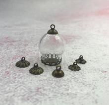 20 unids/lote de globos de vidrio de 20x15mm con ajuste de cobre de metal, base de cuentas, conjunto de frascos, colgante, botella de vidrio de deseos, colgante de joyería 2024 - compra barato