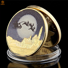 Merry Christmas Santa Claus And Christmas Deer Badge Snowman Gold Commemorative Coin Collection Holiday Craft Gift 2024 - buy cheap