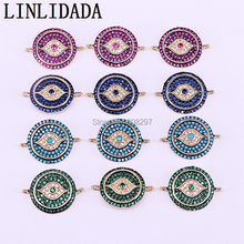 6Pcs Cubic Zirconia Micro Pave CZ Eye Round Connector Charm Beads Fashion Jewelry 2024 - buy cheap