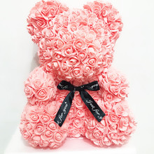 Милый ПЭ розовый медведь ручной работы искусственный цветок мишки 25 см/40 см/70 см Свадебный домашний Декор подарок на день рождения День Святого Валентина любовь медведь куклы 2024 - купить недорого