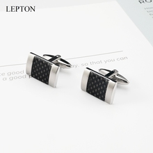 Lepton preto fibra de carbono abotoaduras para homens camisa manguito botão alta qualidade aço inoxidável quadrado tendência abotoadura masculino jóias 2024 - compre barato