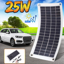 Портативная солнечная панель с двойным USB, 25 Вт, 12 В, внешний аккумулятор, зарядка солнечной батареи, DIY зажим, для путешествий и активного отдыха 2024 - купить недорого