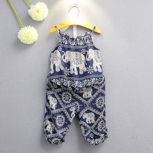 Conjunto de roupas 2 peças, conjunto de roupas de verão para crianças com estampa de elefante, colete + calças compridas, roupas bonitas 2024 - compre barato