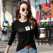 Nuevo 2019 primavera manga larga T camisa mujer carta impresión algodón Mujer Camisetas Camiseta para damas blusas Camisetas de moda Camisetas 2024 - compra barato