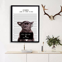 AAVV постеры и принты Печать на холсте стены искусства лошадь картина для гостиной Декор черная собака с очками без рамки 2024 - купить недорого