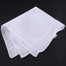 5PCs 40*40cm White Pocket Cotton Handkerchiefs Hankie Hanky with Stripe Men Solid Unisex Hankies Handkerchief 2024 - buy cheap