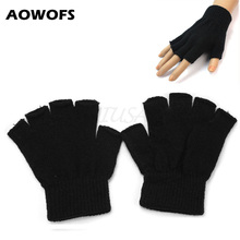 Women Men Fingerless Gloves Male Without Fingers Winter Gloves Handschoenen Winter Hand Warmer Knitted Balck Gloves Ladies 2019 2024 - buy cheap