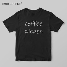 EMIR ROFFER Coffee Please Funny T Shirt Women Black Female T-shirt Harajuku Fashion Cute Summer Cotton Basic Tshirt Tee 2024 - buy cheap