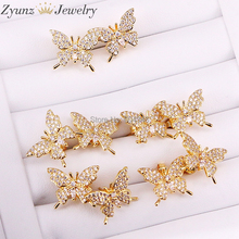 10Pairs ZYZ339-2032 Shiny CZ Micro Paved Butterfly Stud Earring Gold Earrings For Women Fashion Wedding Party Jewelry 2024 - buy cheap