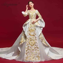 Vestido de noite luxuoso, vestido de baile bordado, vestido chinês qipao, vestidos de festa, china plus size, roupas femininas, qi pao 2024 - compre barato