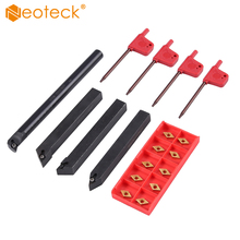 Neoteck 4 Set 12mm Shank Lathe Turning Tool Holder Boring Bar+ 10x Carbide Insert Blades Carbide Inserts 2024 - buy cheap