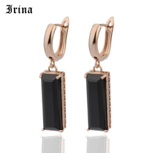 Irina New 4 Colors 585 Rose Gold White Gold Square Glass Long Dangle Earrings Women Wedding Big Earring Jewelry Accessories 2024 - buy cheap
