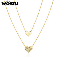 WOSTU 2020 Layered Heart Necklace Pendant Handmade Plated Choker Arrow Bar Layering Long Necklace For Women SDTN072 2024 - buy cheap