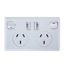 Toma de corriente de pared USB doble, 250V, 10A, salida estándar, adaptador de placa de suministro de punto de alimentación para el hogar, 2 interruptores, enchufe AU 2024 - compra barato