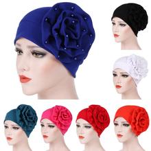 Women Hat Muslim Flower Ruffle Cancer Chemo Hat Beanie Skullies Lady Turban Head Wrap Cap Beads Bonnet India Cap Hair Loss New 2024 - buy cheap